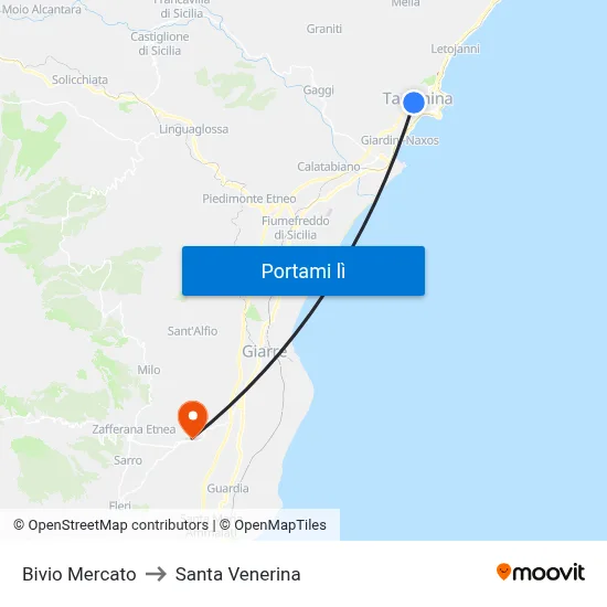 Bivio Mercato to Santa Venerina map