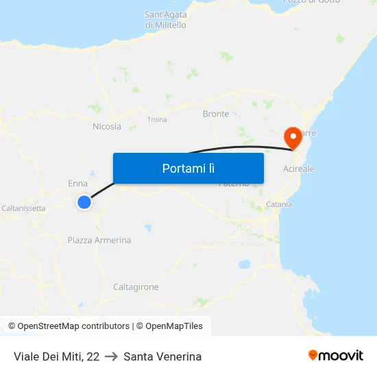 Viale Dei Miti, 22 to Santa Venerina map