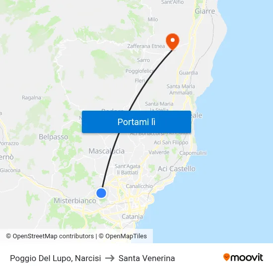 Poggio Del Lupo, Narcisi to Santa Venerina map