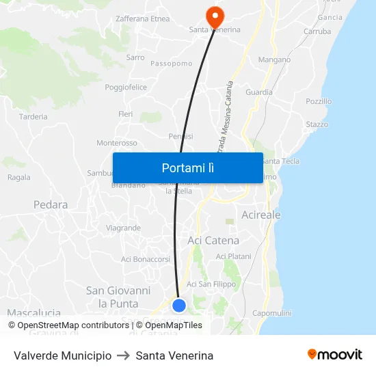 Valverde Municipio to Santa Venerina map