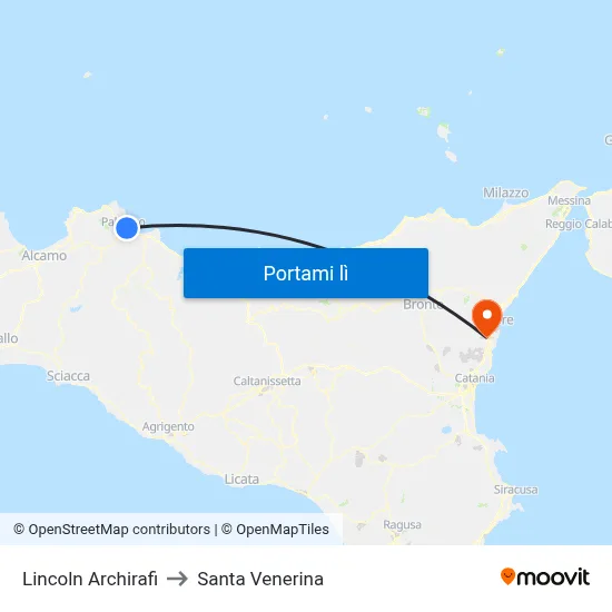 Lincoln Archirafi to Santa Venerina map