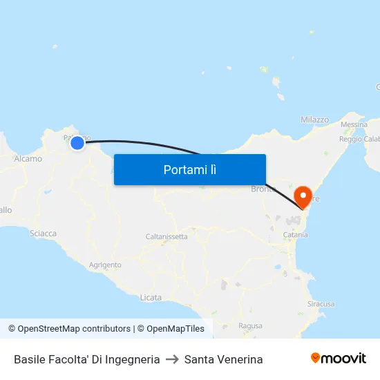 Basile Facolta' Di Ingegneria to Santa Venerina map
