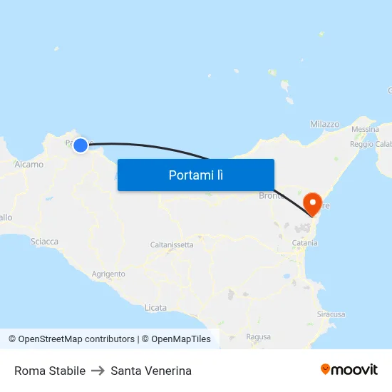 Roma Stabile to Santa Venerina map