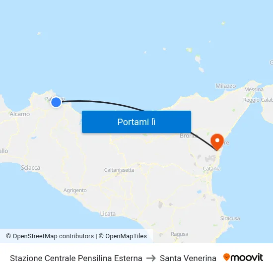 Stazione Centrale Pensilina Esterna to Santa Venerina map