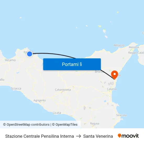 Stazione Centrale Pensilina Interna to Santa Venerina map