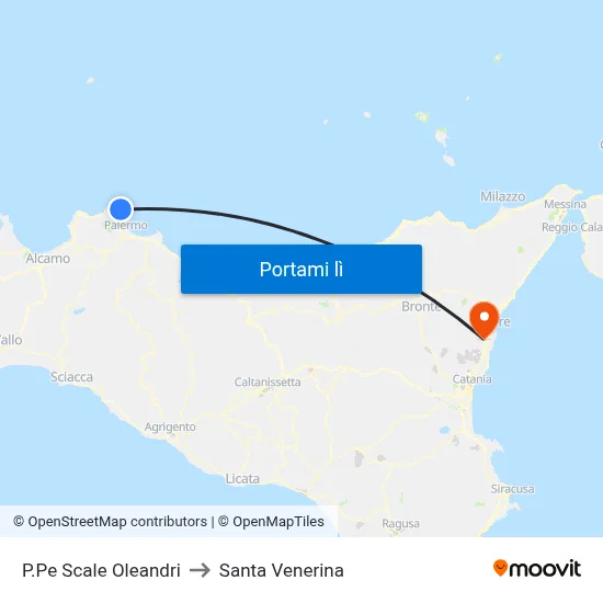 P.Pe Scale Oleandri to Santa Venerina map