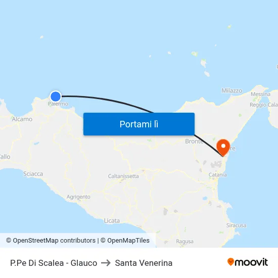 P.Pe Di Scalea - Glauco to Santa Venerina map