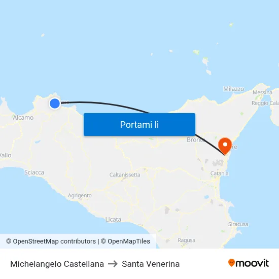 Michelangelo Castellana to Santa Venerina map