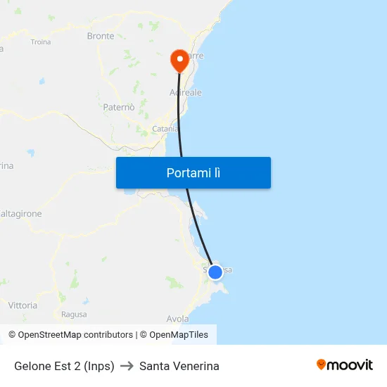 Gelone Est 2 (Inps) to Santa Venerina map