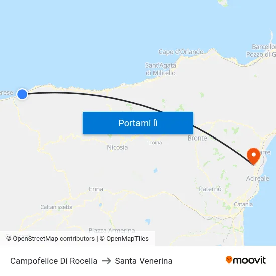 Campofelice Di Rocella to Santa Venerina map