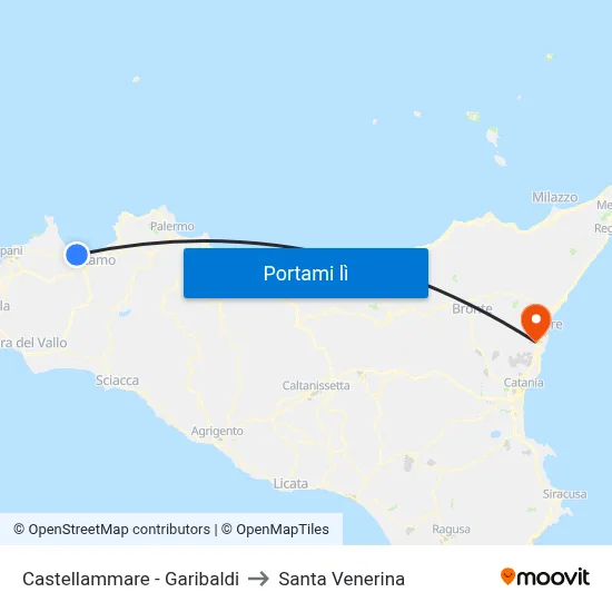 Castellammare - Garibaldi to Santa Venerina map