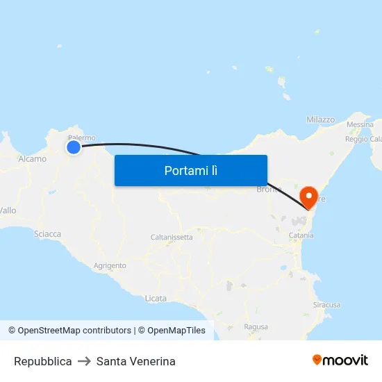 Repubblica to Santa Venerina map