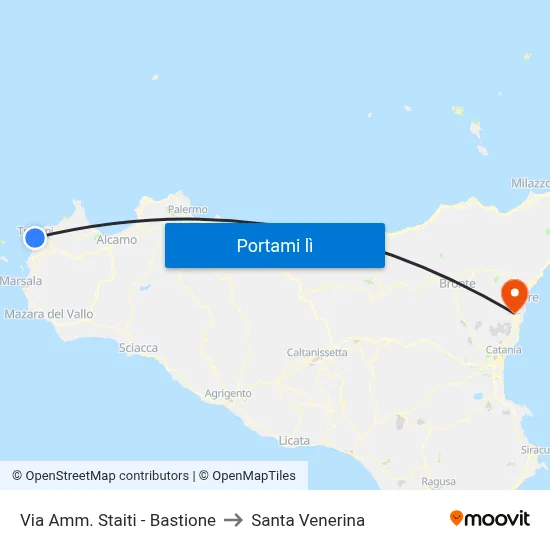 Via Amm. Staiti - Bastione to Santa Venerina map