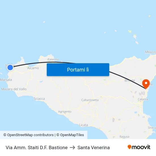 Via Amm. Staiti D.F. Bastione to Santa Venerina map