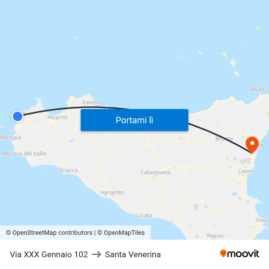 Via XXX Gennaio 102 to Santa Venerina map