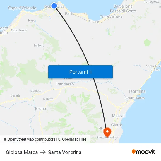 Gioiosa Marea to Santa Venerina map