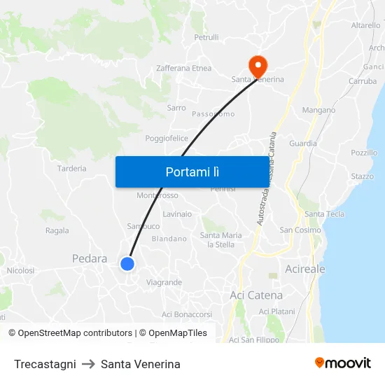 Trecastagni to Santa Venerina map