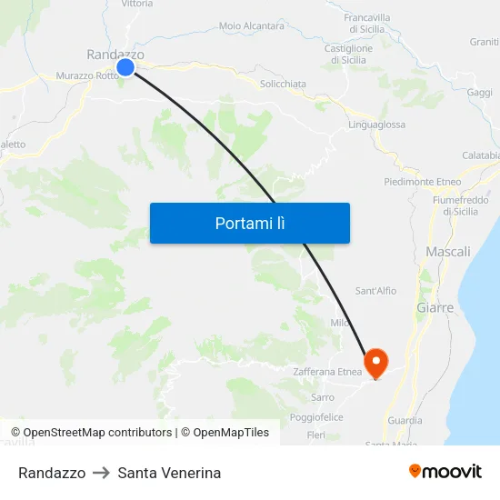 Randazzo to Santa Venerina map
