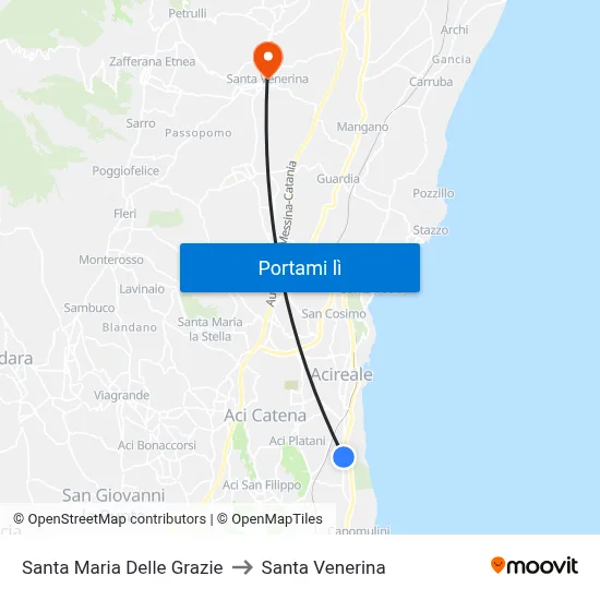 Santa Maria Delle Grazie to Santa Venerina map
