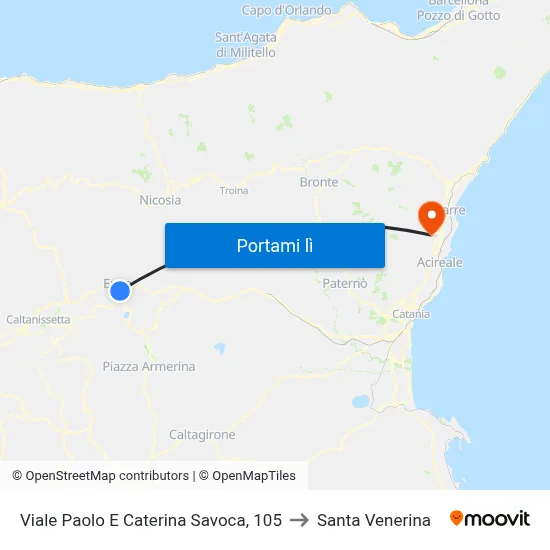 Viale Paolo E Caterina Savoca, 105 to Santa Venerina map