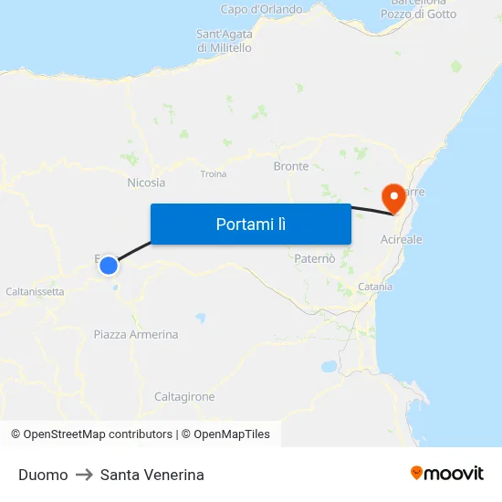 Duomo to Santa Venerina map