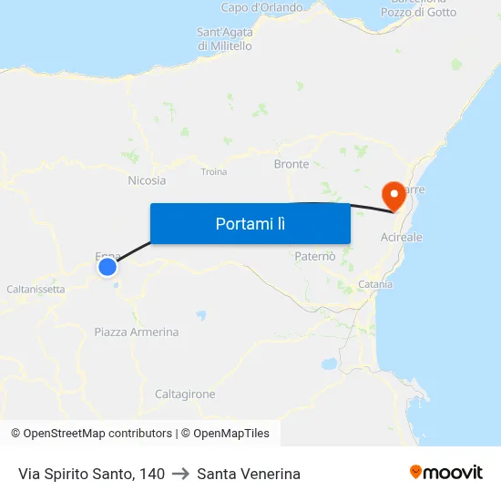 Via Spirito Santo, 140 to Santa Venerina map