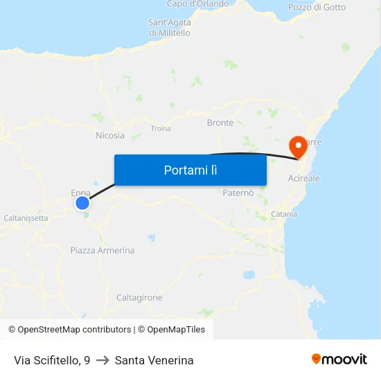 Via Scifitello, 9 to Santa Venerina map