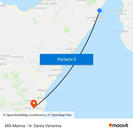 Mili Marina to Santa Venerina map