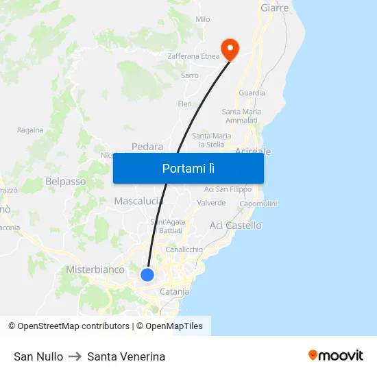 San Nullo to Santa Venerina map