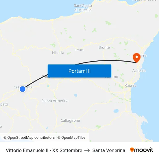Vittorio Emanuele II - XX Settembre to Santa Venerina map