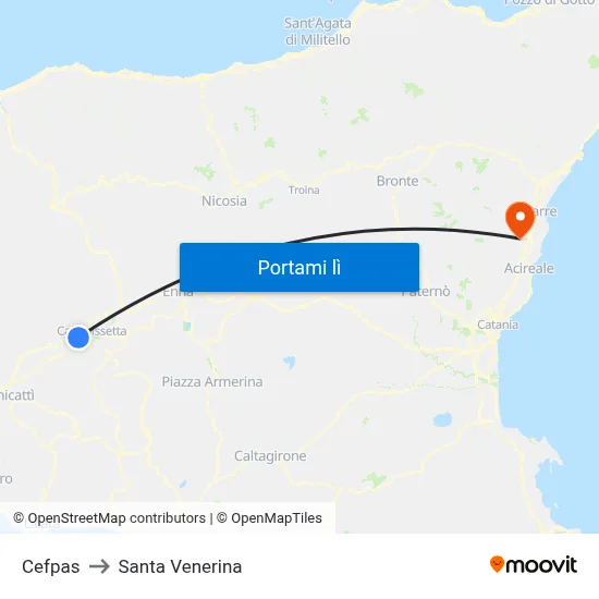 Cefpas to Santa Venerina map