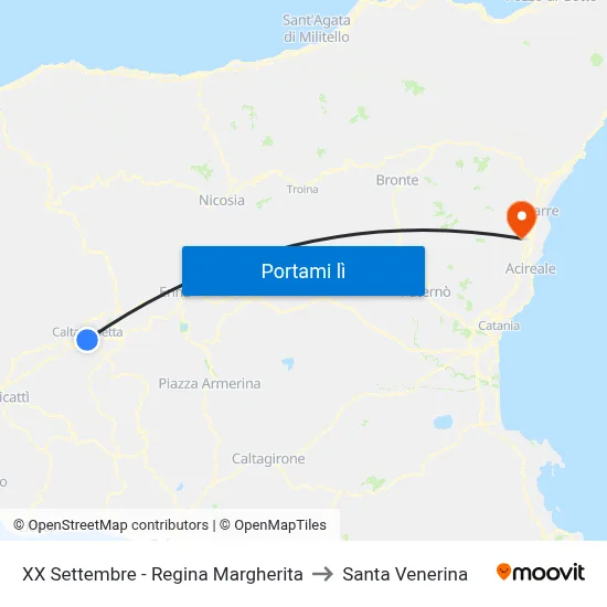 XX Settembre - Regina Margherita to Santa Venerina map
