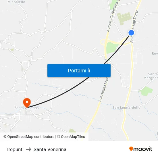 Trepunti to Santa Venerina map