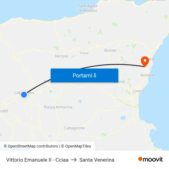 Vittorio Emanuele II - Cciaa to Santa Venerina map
