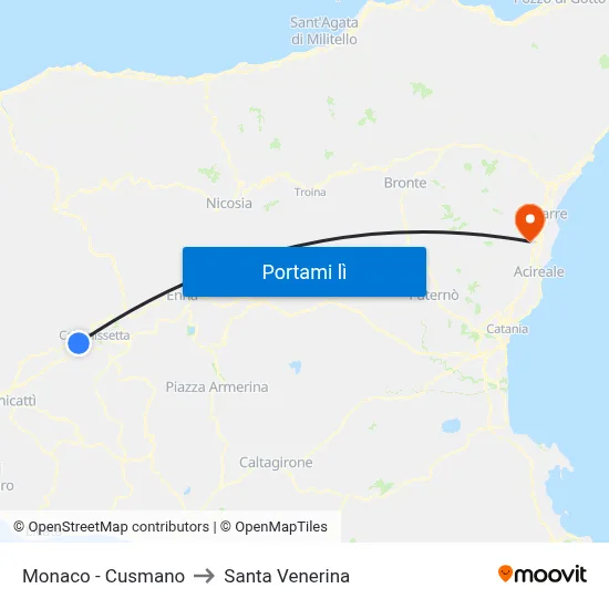 Monaco - Cusmano to Santa Venerina map