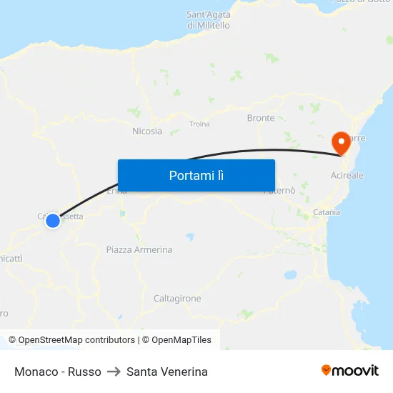 Monaco - Russo to Santa Venerina map