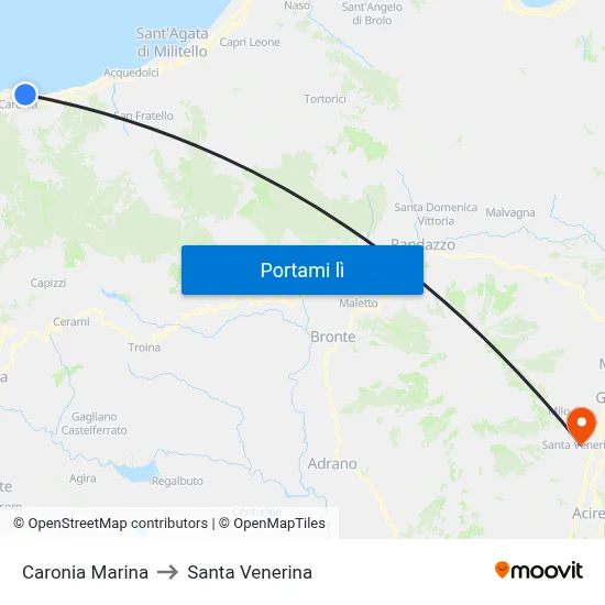 Caronia Marina to Santa Venerina map