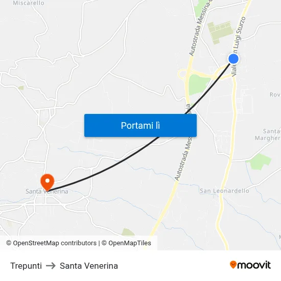 Trepunti to Santa Venerina map