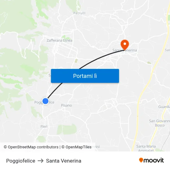 Poggiofelice to Santa Venerina map