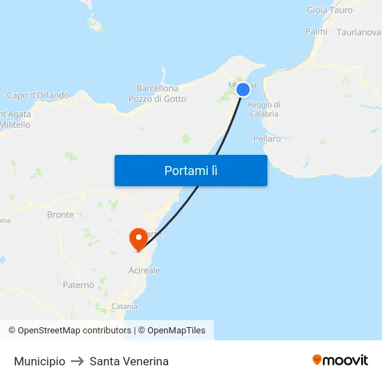 Municipio to Santa Venerina map