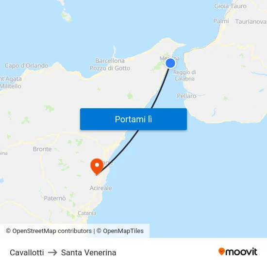 Cavallotti to Santa Venerina map