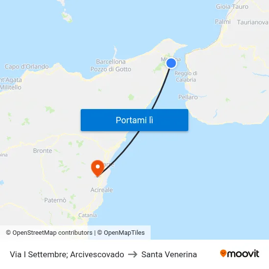 Via I Settembre; Arcivescovado to Santa Venerina map