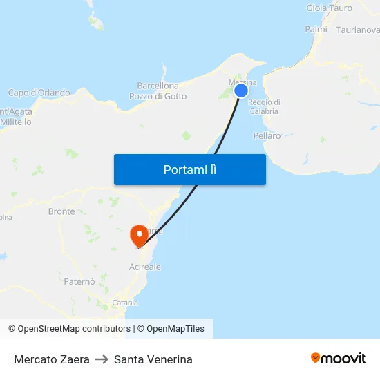 Mercato Zaera to Santa Venerina map