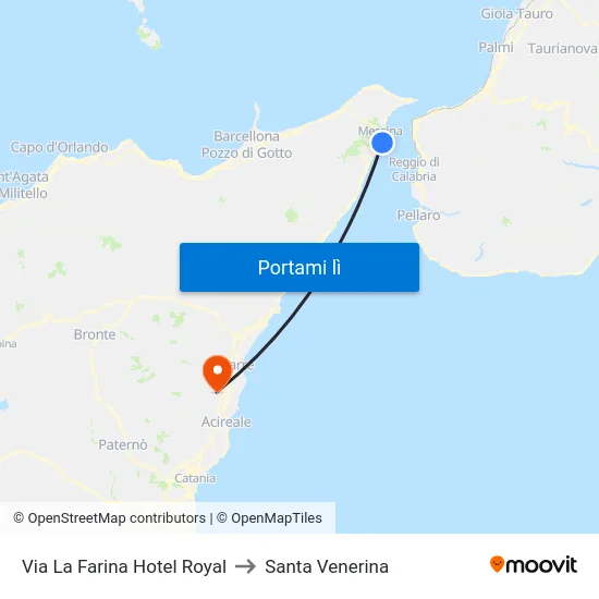 Via La Farina  Hotel Royal to Santa Venerina map