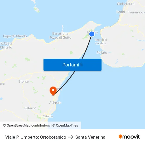 Viale P. Umberto; Ortobotanico to Santa Venerina map