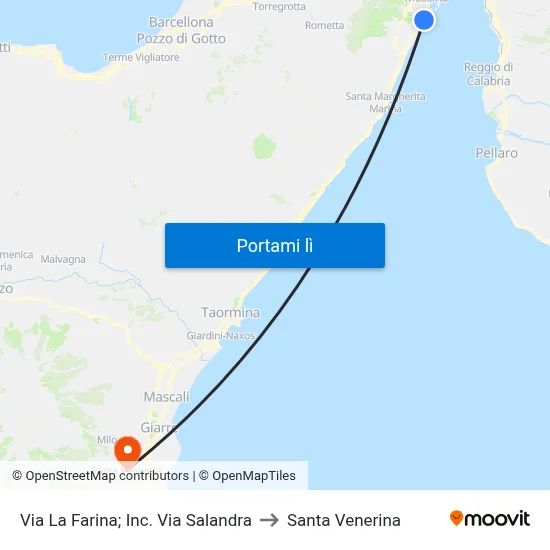 Via La Farina; Inc. Via Salandra to Santa Venerina map