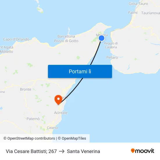Via Cesare Battisti; 267 to Santa Venerina map