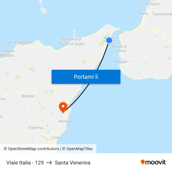 Viale Italia - 129 to Santa Venerina map