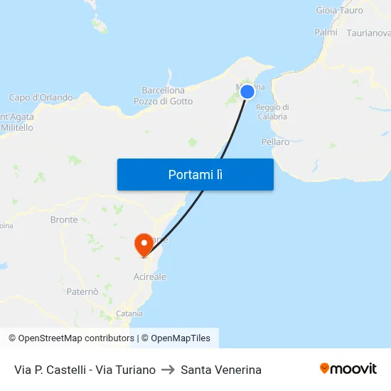 Via P. Castelli - Via Turiano to Santa Venerina map