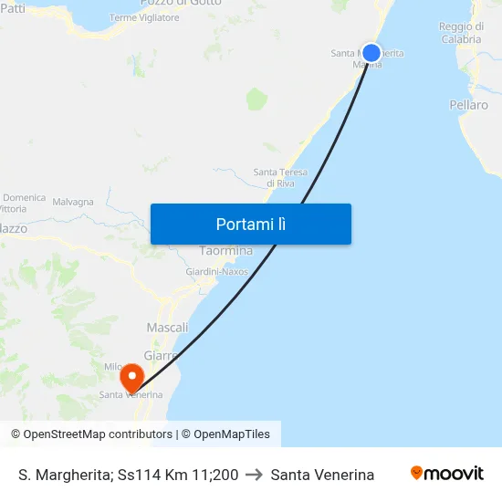 S. Margherita; Ss114 Km 11;200 to Santa Venerina map